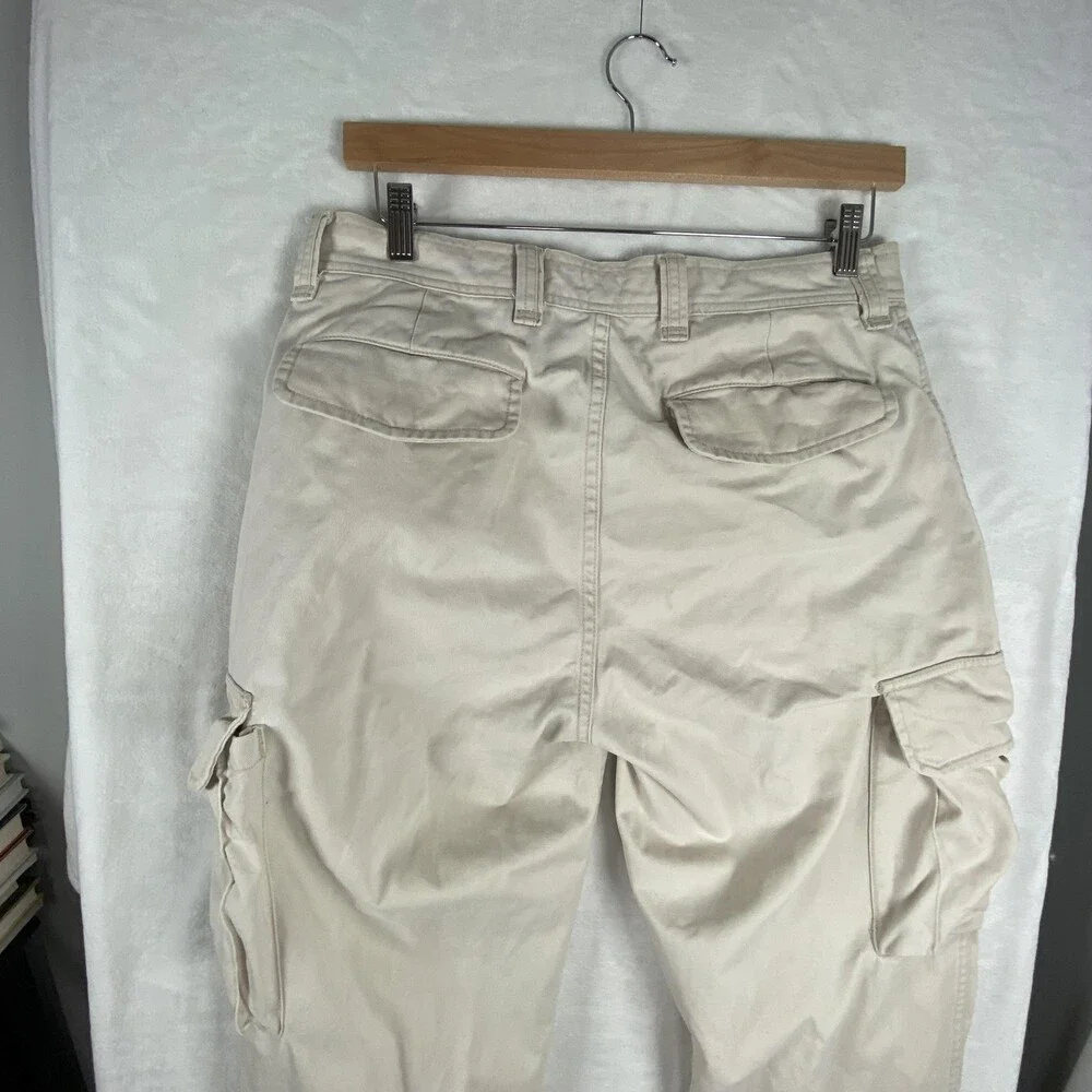 Polo Ralph Lauren Cargo Pants Mens FITS 33x34 Beige Army Military Workwear